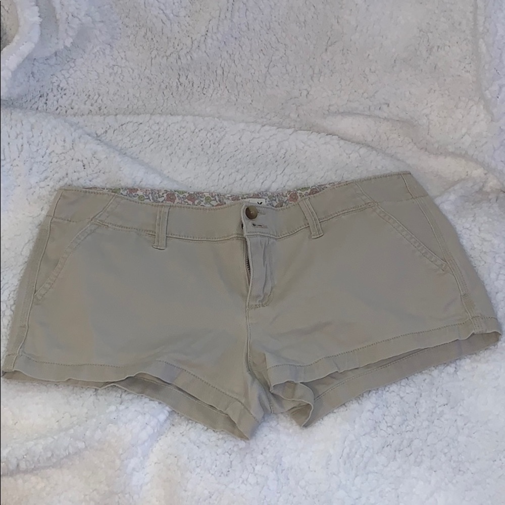 Beige Fabric Shorts